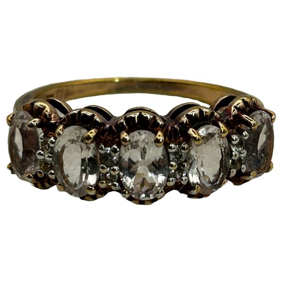 White Topaz and Rose Gold Vermeil Ring Antique Finish SBL 925 India SIZE 9 - Picture 1 of 7